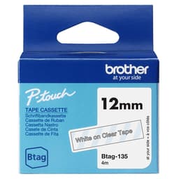 Brother BTAG-135 - White on clear - Roll (1.2 cm x 4 m) 1 cassette(s) hanging box - label tape