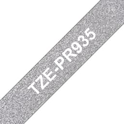 Brother TZe-PR935 - White print on premium glitter silver - Roll (1.2 cm x 8 m) 1 cassette(s) laminated tape - for P-Touch PT-E310BTVP, PT-P900Wc, P-Touch Cube Pro PT-P910BT