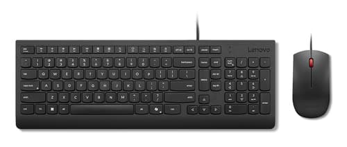 Lenovo Essential Wired Combo - keyboard and mouse set - QWERTY - UK - black Input Device