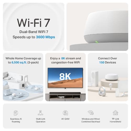 TP-Link Deco BE22 V1 - Wi-Fi system - (router) - mesh 1GbE, Wi-Fi 7 Dual Band — view 4