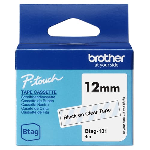 Brother BTAG-131 - Black on clear - Roll (1.2 cm x 4 m) 1 cassette(s) hanging box - label tape