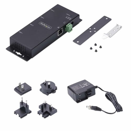 StarTech.com 4P Serial to Ethernet Adapter, IP LAN to RS232 DB9 Converter - Device server - 4 ports - 100Mb LAN, RS-232 - wall / DIN rail mountable - TAA Compliant - for P/N: AT925FM, GC9SF, SCNM9FF, SCNM9FM — view 9