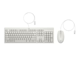 HP 225 - Keyboard and mouse set - 100% - full size - USB - UK - cashmere white