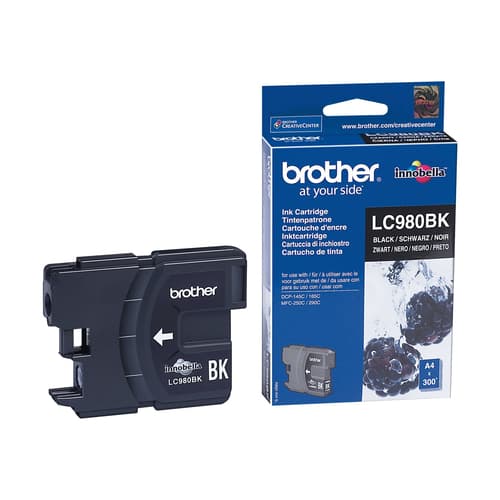 Brother LC980BKBPDR - Black - original - blister - ink cartridge - for Brother DCP-145, 163, 165, 195, 365, 373, 375, 377, MFC-250, 255, 290, 295, 297 — view 1