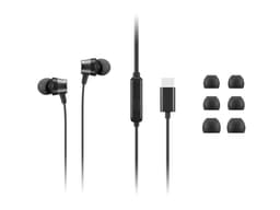 Lenovo Go - Earphones with mic - in-ear - black - for ThinkCentre M60q Chromebox, M70s Gen 3, M70t Gen 3, ThinkPad E14 Gen 3, P15v Gen 3