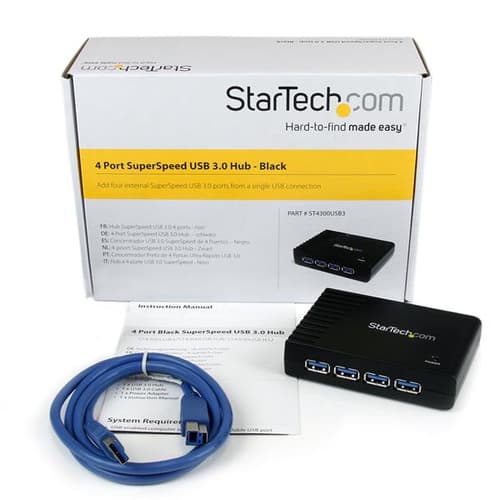 StarTech.com 4-Port USB 3.0 SuperSpeed Hub with Power Adapter - Portable Multiport USB-A Dock IT Pro - USB Port Expansion Hub for PC/Mac (ST4300USB3) - Hub - 4 x SuperSpeed USB 3.0 - desktop — view 5