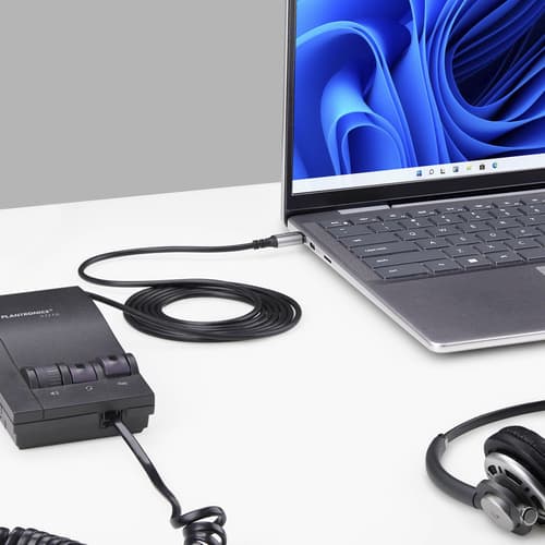StarTech.com USB-C to RJ9 Adapter for Office Phone Handset or Wired/Wireless Headset, Use Existing Landline Hardware, 6ft/1.8m, For Laptop/Desktop Computer/Mobile - Headset adapter - 24 pin USB-C male to RJ-9 male - 1.8 m - black - bus powered — view 6