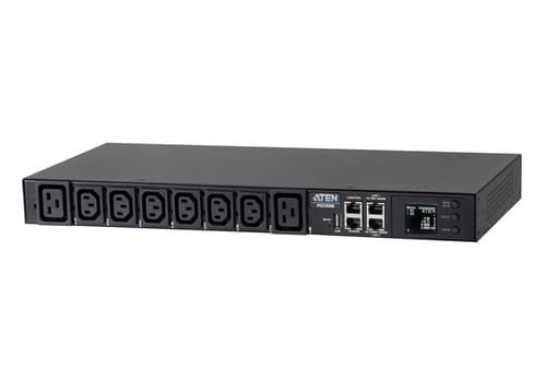 ATEN PG series PG5308G - Power distribution unit (rack-mountable) - 30A/32A, metered, eco - AC 100-240 V - 7680 VA - Ethernet 10/100/1000 - input: IEC 60309 32A - output connectors: 8 (6 x IEC 60320 C13, 2 x IEC 60320 C19) - 1U - 3 m cord