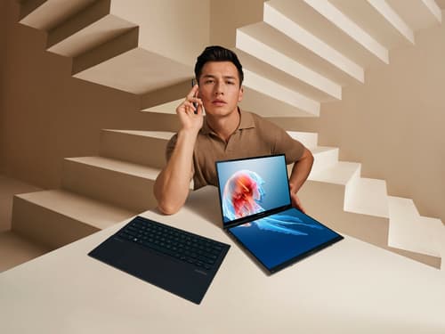 ASUS Zenbook Duo OLED UX8406CA-QL135W - 180-degree hinge design - Intel Core Ultra 7 - 255H / up to 5.1 GHz - Evo - Win 11 Home - Arc Graphics 140T - 16 GB RAM - 1 TB SSD NVMe - 14" OLED touchscreen 1920 x 1200 @ 120 Hz - Wi-Fi 7, Bluetooth - inkwell grey — view 17
