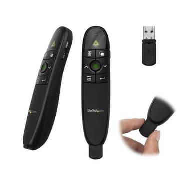 StarTech.com Wireless Presentation Remote with Green Laser Pointer - 90 ft. (27 m) - USB Presentation Clicker for Mac and Windows (PRESREMOTEG) - Presentation remote control - RF - black