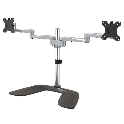 StarTech.com Dual Monitor Stand, Ergonomic Desktop Monitor Stand for up to 32" VESA Displays, Free-Standing Articulating Universal Computer Monitor Mount, Adjustable Height, Silver - Easy & Quick Assembly - Stand - for 2 monitors - plastic, aluminium, steel - black, silver - screen size: 32" - desktop