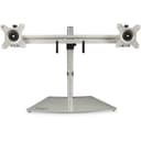 StarTech.com Dual Monitor Stand, Ergonomic Free Standing Dual Monitor Desktop Stand for two 24" VESA Mount Displays, Synchronized Height Adjustable, Double Monitor Pole Mount, Silver