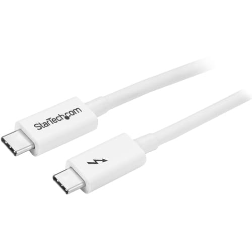StarTech.com 3.3ft (1m) Thunderbolt 3 Cable, 20Gbps, 100W PD, 4K Video, Thunderbolt-Certified, Compatible w/ TB4/USB 3.2/DisplayPort - Thunderbolt cable - 24 pin USB-C (M) to 24 pin USB-C (M) - USB 3.1 Gen 2 / Thunderbolt 3 / DisplayPort 1.2 - 1 m - 4K support - white - for P/N: CDP2HDUACP, CDP2HDUACPW
