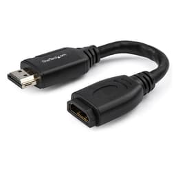 StarTech.com 6in High Speed HDMI Port Saver Cable with 4K 60Hz - Short HDMI 2.0 Male to Female Adapter Cable - Port Extender (HD2MF6INL) - HDMI extension cable - HDMI male straight to HDMI female straight - 15.2 cm - double shielded - black - 4K support