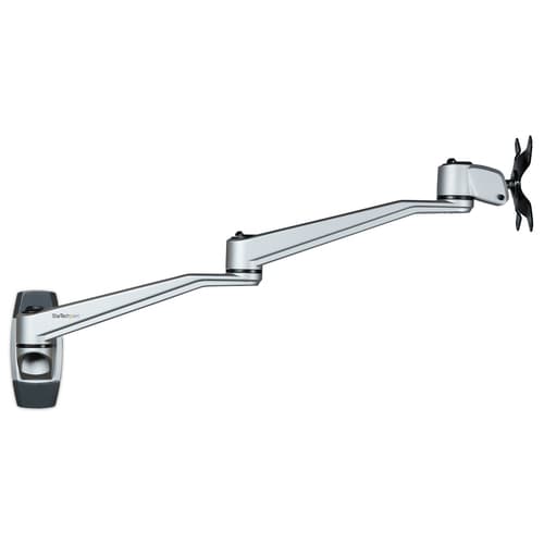StarTech.com Wall Mount Monitor Arm, Articulating Ergonomic VESA Wall Mount Monitor Arm, 20" (52cm) Long , Single 34" Display up to 30.9lb/14kg, Swivel/Tilt/Rotate, Adjustable Screen Mount - Cable Management clips (ARMWALLDSLP) - Bracket - adjustable arm - for LCD display - aluminium - silver - screen size: 13"-30" - wall-mountable