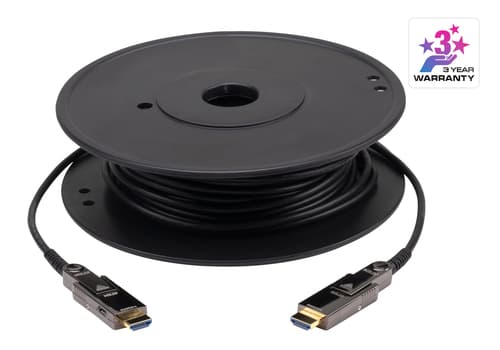 ATEN VE7834A - High Speed - HDMI cable with Ethernet - 19 pin micro HDMI Type D male to 19 pin micro HDMI Type D male - 60 m - shielded hybrid copper/fibre optic - Active Optical Cable (AOC), 4K60Hz (4096 x 2160) support, plenum — view 1