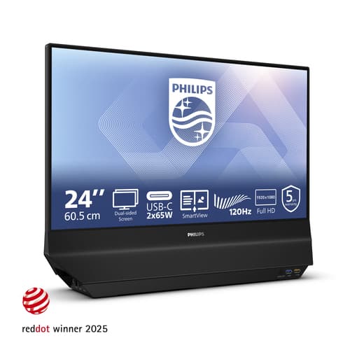 Philips 24B2D5300 - LED monitor - 24" (23.8" viewable) - 1920 x 1080 Full HD (1080p) @ 120 Hz - IPS - 1500:1 - 2xHDMI, 2xUSB-C - speakers - black — view 3