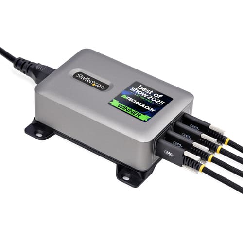 StarTech.com 4-Port USB-C Charger, 240W Total, Single Port 140W EPR - Power adapter - with surface mount bracket - 240 Watt - 5 A - Power Delivery 3.1 - 4 output connectors (24 pin USB-C) — view 24