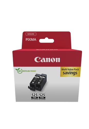 Canon PGI-525PGBK Twin Pack - 2-pack - 19 ml - black - original - ink tank - for PIXMA iP4950, iX6550, MG5250, MG5350, MG6150, MG6250, MG8150, MG8250, MX715, MX885, MX895