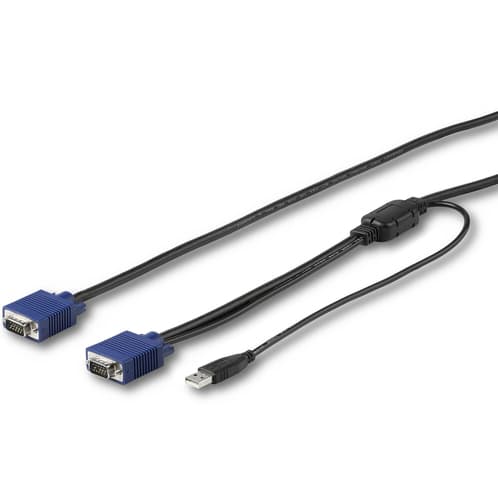 StarTech.com 15 ft. (4.6 m) USB KVM Cable for StarTech.com Rackmount Consoles - VGA and USB KVM Console Cable (RKCONSUV15) - Video / USB cable - mini-VGA (M) to USB, HD-15 (VGA) (M) - 4.6 m - for P/N: RKCONS1701, RKCONS1708K, RKCONS1716K, RKCONS17HD, RKCONS1908K, RKCONS1916K