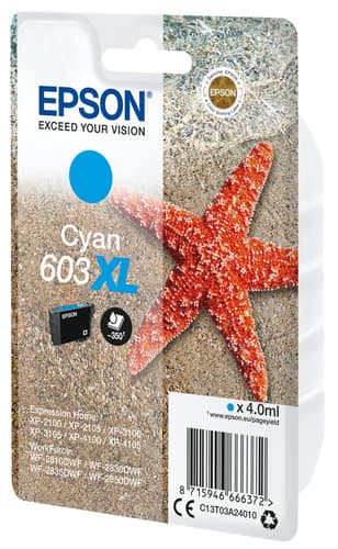 Epson Ink Cartridges, 603XL, Starfish, Singlepack, 1 x 4.0 ml Cyan, XL — view 3