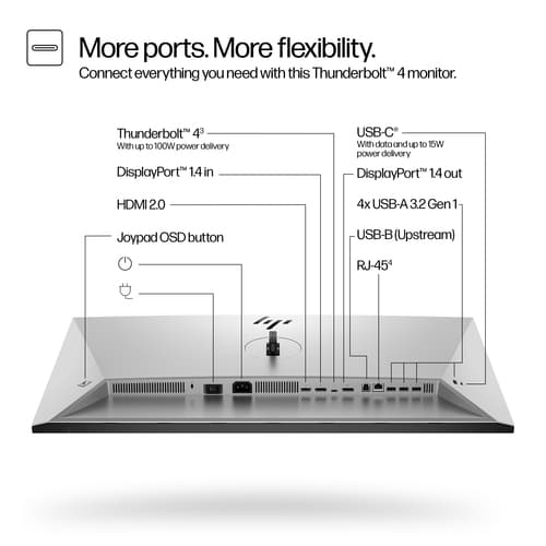 HP 732pk - Series 7 Pro - LED monitor - 32" (31.5" viewable) - 3840 x 2160 4K @ 60 Hz - IPS Black - 400 cd/m� - 2000:1 - 5 ms - Thunderbolt 4, HDMI, DisplayPort - black, silver — view 4
