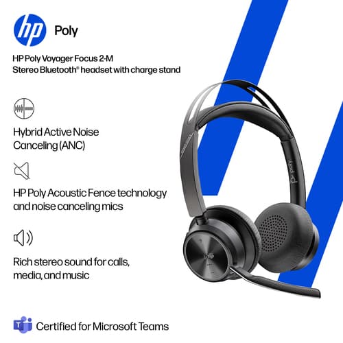 Poly Voyager Focus 2-M - Customer Special 1 - headset - on-ear - Bluetooth - wireless - active noise cancelling - USB-C via Bluetooth adapter - black - Certified for Microsoft Teams — view 5