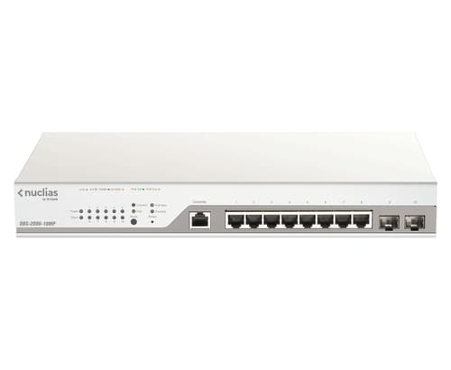 D-Link Nuclias Cloud-Managed DBS-2000-10MP - Switch - 8 x 10/100/1000 (PoE+) + 2 x Gigabit SFP - PoE+ (130 W)