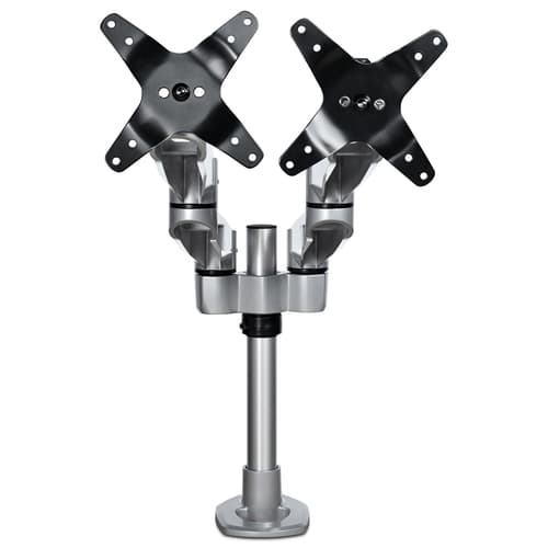 StarTech.com Desk Mount Dual Monitor Arm, Premium Articulating Monitor Arm, up to 27" VESA Mount Displays, Height Adjustable Monitor Mount, Rotating/Swivel/Tilt, Desk Clamp/Grommet, Silver