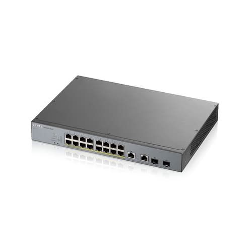 Zyxel GS1350-18HP - Switch - smart - 16 x 10/100/1000 (PoE+) + 2 x combo Gigabit Ethernet/Gigabit SFP - desktop, rack-mountable - PoE+ (250 W) — view 4