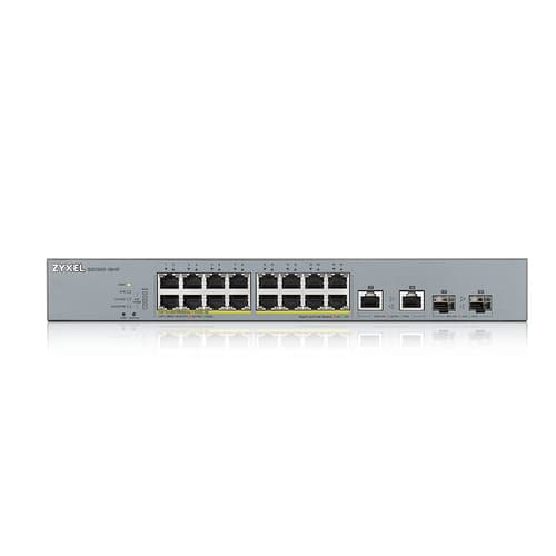 Zyxel GS1350-18HP - Switch - smart - 16 x 10/100/1000 (PoE+) + 2 x combo Gigabit Ethernet/Gigabit SFP - desktop, rack-mountable - PoE+ (250 W) — view 3