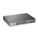 Zyxel GS1350-18HP - Switch - smart - 16 x 10/100/1000 (PoE+) + 2 x combo Gigabit Ethernet/Gigabit SFP - desktop, rack-mountable - PoE+ (250 W) thumbnail 1