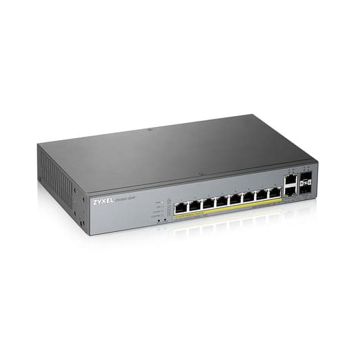 Zyxel GS1350-12HP - Switch - smart - 8 x 10/100/1000 (PoE+) + 2 x 10/100/1000 (uplink) + 2 x Gigabit SFP (uplink) - desktop, rack-mountable - PoE+ (130 W)