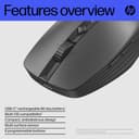 HP 715 - Mouse - multi-device, rechargeable - 7 buttons - wireless, wired - Bluetooth 3.0, 2.4 GHz - USB wireless receiver - black thumbnail 6