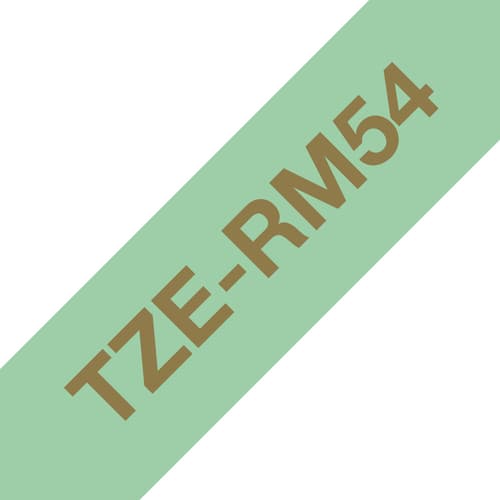 Brother TZe-RM54 - Satin - gold on mint green - Roll (2.4 cm x 4 m) 1 cassette(s) ribbon tape - for Brother PT-D600, P-Touch PT-3600, D600, D800, E550, P750, P900, P950, P-Touch EDGE PT-P750