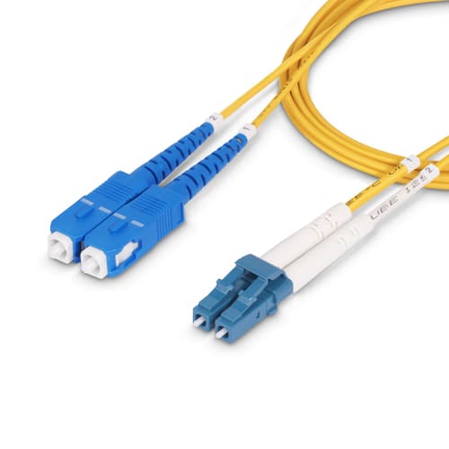 StarTech.com 15m (50ft) LC to SC (UPC) OS2 Single Mode Duplex Fiber Optic Cable, 9/125�m, Laser Optimized, 10G, Bend Insensitive, Low Insertion Loss - LSZH Fiber Patch Cord (SMLCSC-OS2-15M) - Patch cable - LC/UPC single-mode (M) to SC/UPC single-mode (M) - 15 m - 2 mm - fibre optic - duplex - 9 / 125 micron - OS1/OS2 - halogen-free, passive - yellow — view 8