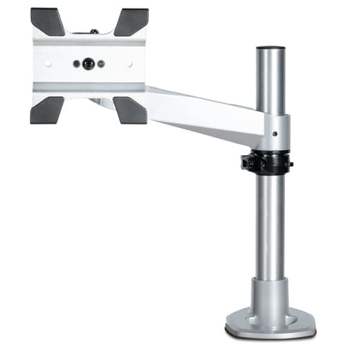 StarTech.com Desk Mount Monitor Arm, VESA or Apple iMac/Thunderbolt Display up to 14kg, Articulating Height Adjustable Single Desktop Monitor Pole Mount, Desk Clamp or Grommet, Silver - Small Footprint Design (ARMPIVOTB2) - Mounting kit - adjustable arm - for Monitor - steel - screen size: 49" - desk-mountable - TAA Compliant
