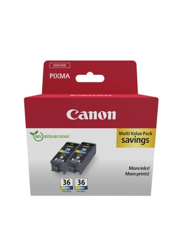 Canon CLI-36 Color Twin Pack - 2-pack - 12 ml - colour (cyan, magenta, yellow) - original - ink tank - for PIXMA iP100 with battery, iP110, TR150, TR150 with Battery Pack, RC-IP100
