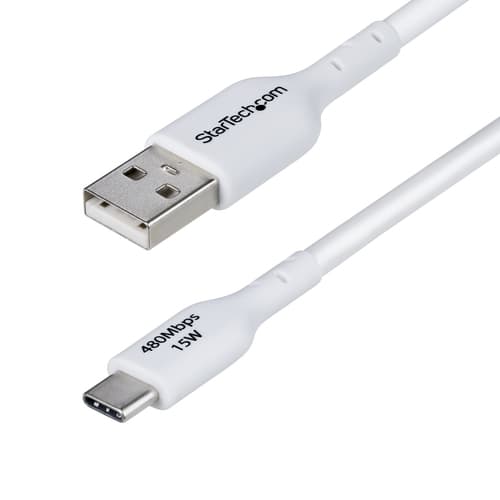 StarTech.com 3m (9.8ft) White USB-A to USB-C Charging Cable/Cord, M/M - USB cable - USB (M) to 24 pin USB-C (M) - USB 2.0 - 3 A - 3 m - charge and sync, halogen-free, passive, USB Fast Charge (15W) - white — view 1