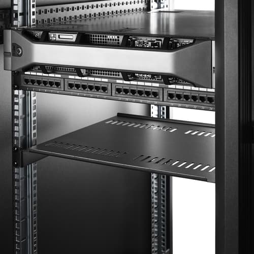 StarTech.com 2-Pack 1U Server Rack Shelf, Vented, 44lb Capacity, 16" Deep (CABSHELF116V2PK) - Rack shelf - black - 1U - 19" (pack of 2) — view 11