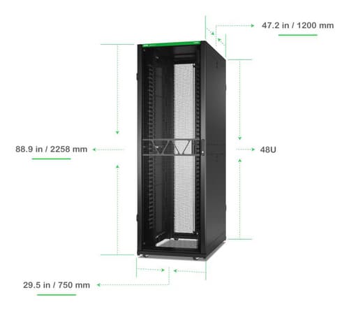 APC NetShelter SX - Rack cabinet - 2258H x 750W x 1200D mm, with Sides - floor-standing - black - 48U - 19" - TAA Compliant — view 5