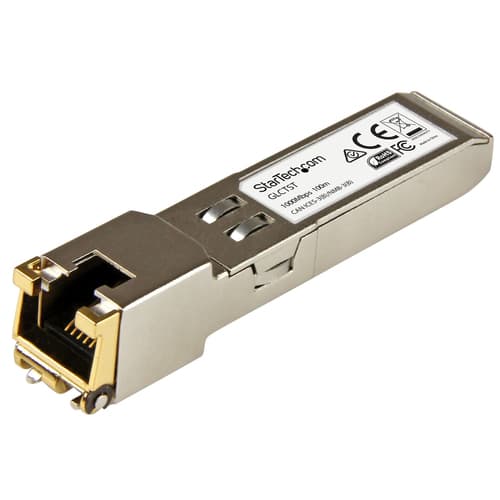 StarTech.com Extreme Networks 10050 Compatible SFP Module - 1000BASE-T - SFP to RJ45 Cat6/Cat5e - 1GE Gigabit Ethernet SFP - RJ-45 100m Mini GBIC Transceiver - Lifetime Warranty (10050-ST) - SFP (mini-GBIC) transceiver module (equivalent to: Extreme Networks 10050) - 1GbE - 10Base-T, 100Base-TX, 1000Base-T - RJ-45 - up to 100 m — view 1