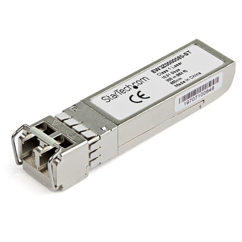 StarTech.com Citrix EW3Z0000585 Compatible SFP+ Module, 10GBASE-SR, 10GbE Multimode Fiber MMF Optic Transceiver, 10GE Gigabit Ethernet SFP+, LC 300m, 850nm, DDM, Mini GBIC SFP+ Module - Lifetime Warranty (EW3Z0000585-ST) - SFP+ transceiver module (equivalent to: Citrix EW3Z0000585) - 10GbE - 10GBase-SR - LC multi-mode - up to 300 m - 850 nm — view 1