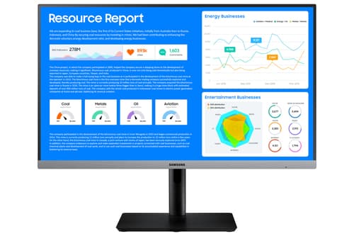 Samsung S24R650FDU - SR65 Series - LED monitor - 24" (23.8" viewable) - 1920 x 1080 Full HD (1080p) @ 75 Hz - IPS - 250 cd/m� - 1000:1 - 5 ms - HDMI, VGA, DisplayPort - dark grey/blue