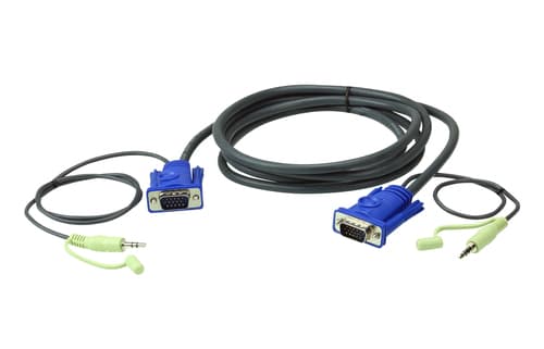 ATEN 2L-2502A - VGA / audio cable - HD-15 (VGA), mini-phone stereo 3.5 mm (M) to HD-15 (VGA), mini-phone stereo 3.5 mm (M) - 2 m
