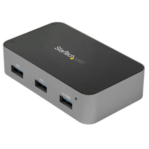StarTech.com 4 Port USB C Hub with Power Adapter, USB 3.1/3.2 Gen 2 (10Gbps), USB Type C to 4x USB-A, Self Powered Desktop USB Hub with Fast Charging Port (BC 1.2) DCP, Desk Mountable - Windows/macOS/Linux (HB31C4AS) - Hub - 4 x USB 3.1 Gen 2 - desktop - AC 110/240 V - for P/N: PEXUSB321C