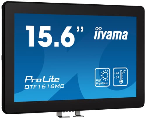 iiyama ProLite OTF1616MC-B1 - LED monitor - 15.6" - open frame - touchscreen - 1920 x 1080 Full HD (1080p) @ 60 Hz - VA - 1100 cd/m� - 800:1 - 25 ms - HDMI, VGA, DisplayPort - black