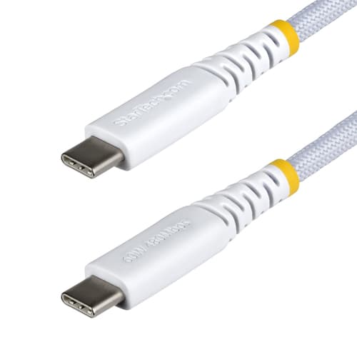 StarTech.com - USB cable - 24 pin USB-C (M) to 24 pin USB-C (M) - USB 2.0 - 3 A - USB Power Delivery (60W), straight, rugged, Power Delivery 2.0 support - white