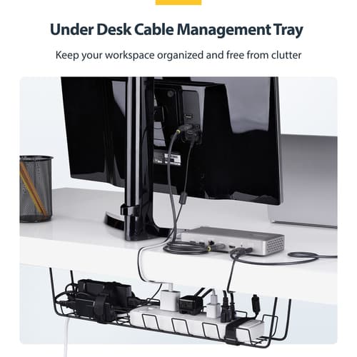 Under Desk Cable Management Tray Black — view 6