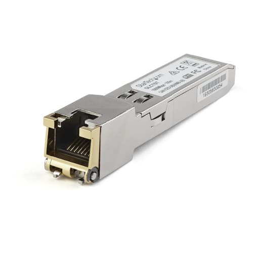 StarTech.com Juniper SFP-1GE-FE-E-T Compatible SFP Module, 1000BASE-T, SFP to RJ45 Cat6/Cat5e, 1GE Gigabit Ethernet SFP, RJ-45 (Copper) 100m, 1Gbps/1000Mb Mini GBIC Transceiver SFP Module - Lifetime Warranty (SFP1GEFEETST) - SFP (mini-GBIC) transceiver module (equivalent to: Juniper SFP-1GE-FE-E-T) - 1GbE - 10Base-T, 100Base-TX, 1000Base-T - RJ-45 - up to 100 m